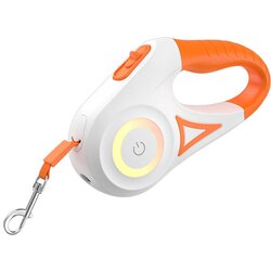 Rojeco Samodejni povodec za pse LED 5 m (bel in oranžen), (21243952) Cene
