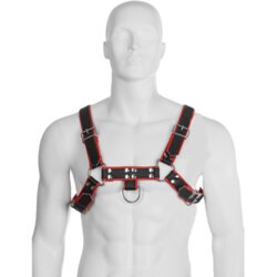 LEATHER BODY CHAIN HARNESS III BLACK / RED Cene