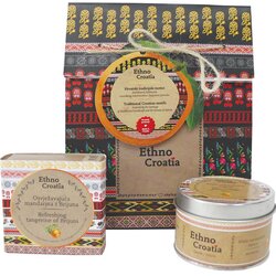 ETHNO Croatia Poklon paket Mandarina, mirisna svijeća i prirodni sapun Cene