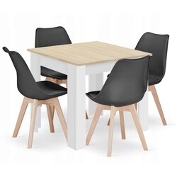  Garnitura kvadratnog stola 80x80 sonoma hrast + 4 MARK crne stolice Cijene