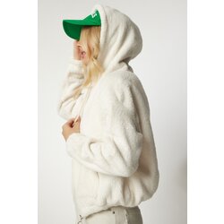  Women's Cream Hooded Zipper Fleece Sweatshirt Cijene