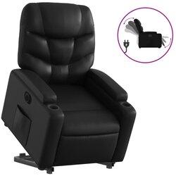 Maison Chic Električni naslanjač - Relax naslanjač s funkcijo vstajanja črno umetno usnje, (22062195) Cene