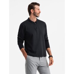 Ombre Men's longsleeve with zippered polo collar - black Cijene