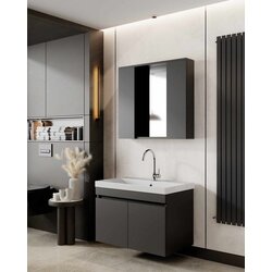 Skye_Decor Set kupatilskog ormarića sa umivaonikom i ogledalom, 2 dela, Antracit Cene