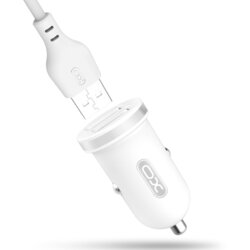 XO Polnilec za avto TZ08 2x USB 2,1A bel+ kabel USB-C, (20444687) Cene