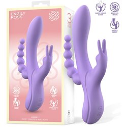 ENGILY ROSS Lindsay Liquid Silicone Flexible 2 Motors Vibe with Anal Chain Lila Cene