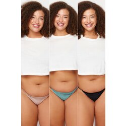 Trendyol Curve Black Mink Oil 3-Pack String Panties Cene