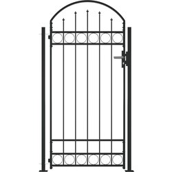 Vrata za ogradu s lučnim vrhom i 2 stupa 105 x 204 cm crna Cijene
