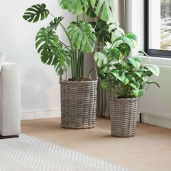  Košara za rastline s shranjevanjem 2 pcs Siva Kubu rattan, (5000207856) Cene
