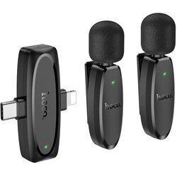 hoco. 2 x Brezžični Lavalier mikrofon Lightning / Type C L15 Črn Cene
