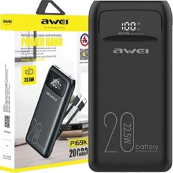 Awei POWERBANK P169K 20000MAH ZA TELEFONE XIAOMI SAMSUNG 22,5W S PD KABLOM, (5000008736) Cene