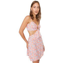 Trendyol Crispy Floral Pattern Cut Out Detailed Beach Dress Cene