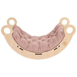 MeowBaby Roza/naravna barva gugalnica iz borovega lesa 39x75x38 cm Montessori - Cene