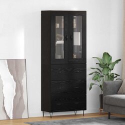 vidaXL Highboard Crni hrast 69,5 x 34 x 180 cm Konstruirano drvo Cijene