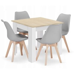  Set kvadratnog stola 80x80 sonoma hrast + 4 sive MARK stolice Cijene
