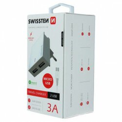 Swissten Punjač 2x USB 3A+ kabl micro USB 1,2m bela *R Cene