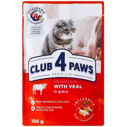 CLUB 4 PAWS HRANA ZA MAČKE SA TELETINOM U SOSU 100g Cene