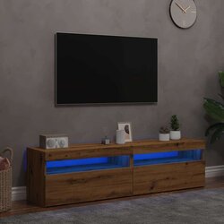 vidaXL 2-dijelni TV ormarić s LED svjetlima Umjetnički izrađen hrast Cijene