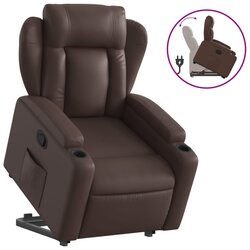 Maison Chic Naslanjač - Relax naslanjač s funkcijo vstajanja rjavo umetno usnje, (22040251) Cene