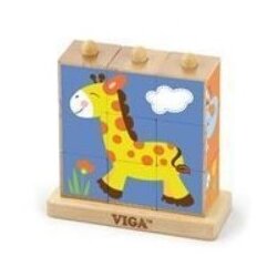 Viga Drvene kocke s postoljem - divlje životinje (9 kom) Cijene