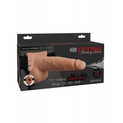 Fetish Fantasy Series Fetish Fantasy 7.5" Hollow Squirting Strap-On with Balls Flesh Cene