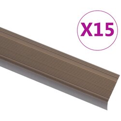 vidaXL Obrobe za stopnice L-oblike 15 kosov aluminij 100 cm rjave Cene