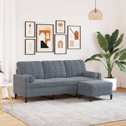 vidaXL Trosjed s tabureom tamnosivi 180 cm baršunasti Cijene