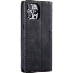 CASEME Futrola preklopna za iPhone 15, koža, crna – Flip Leather Phone Case iPhone 15 Cene