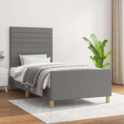  Okvir za krevet s uzglavljem tamnosivi 90x200 cm od tkanine Cijene
