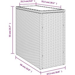 vidaXL Vrtna miza z leseno mizno ploščo rjava 58x27,5x55 cm poli ratan Cene