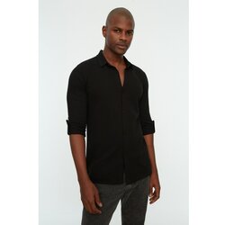 Trendyol Black Men's Slim Fit Shirt Collar Epaulette Shirt Cene