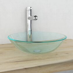 vidaXL Umivalnik Kaljeno Steklo 42 cm Prosojen, (21409347) Cene