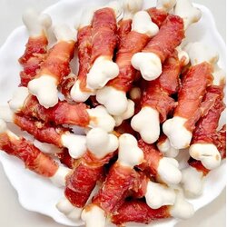 Kozmo žvakalica za pse kost od kalcijuma obmotana pačetinom, 500g Cene