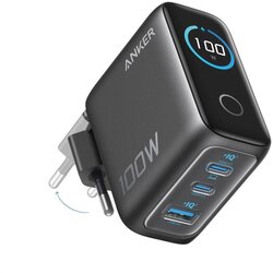 Anker 100W GaN Smart Display 3-portni polnilec, temno siv Cene