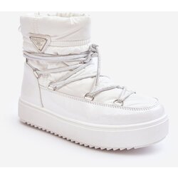 Kesi Women's lace-up platform snow boots, white Fleure Cene