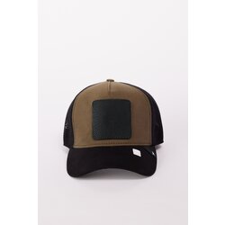 AC&Co / Altınyıldız Classics Men's Black-Beige 100% Cotton Color Block Hat with Changeable Stickers Cene