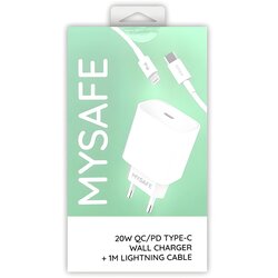 MySafe 20W - Zidna punjač Tip - C + Lightning kabel 1m - Bijela Cene