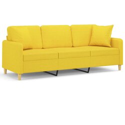 Maison Chic kavč - Sofa - Kanape trosed z blazinami svetlo rumen 180 cm blago, (21727653) Cene