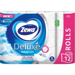 Zewa Deluxe Delicate Care bijeli toaletni papir, 3-slojni, 12 rola XXL Cijene