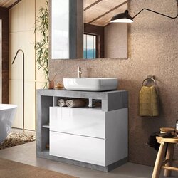 LC Mobili Kupaonski ormari s 2 ladice, bijela/cement HAMBURG 439030CE-T92 Cijene