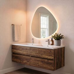 Skye Decor Set kupaonskih ormarića s umivaonikom i ogledalom, 2 komada, smeđa Cijene