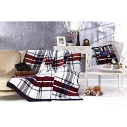 Lou dark blue, red whitedark bluered double blanket Cene