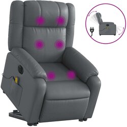 Maison Chic Električni masažni stol - Relax naslanjač s funkcijo vstajanja sivo umetno usnje, (22062080) Cene