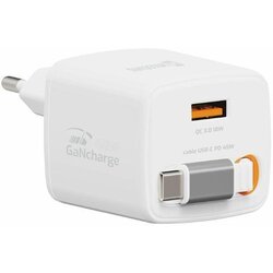 Swissten Polnilec GAN, 1XUSB-A, 18W+kabel USB-C, 45W, bel Cene