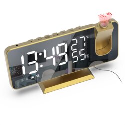 Venisymlis LED projekcijska ura - prikaz temperature/vlažnosti (zlata/bela), (22088709) Cene