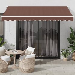 vidaXL Ročno zložljiva tenda z LED rjava 350x250 cm Cene