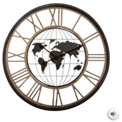 Sat ZIDNI WORLD METAL 67CM CRNI ATMOSPHERA Cene