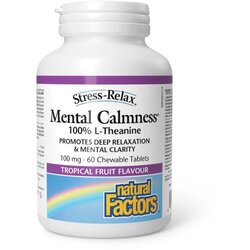 Natural Factors Tablete za kontrolu anksioznosti i stresa Mental Calmness L-Theanine, 100mg, 60 Tableta za žvakanje Cene