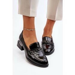 Kesi Women's patent leather shoes with low heels Black Albreide Cene
