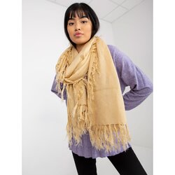 Fashion Hunters Women's beige long shawl with fringes Cene